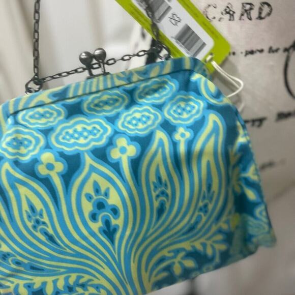 AMY BUTLER NORA CLUTCH BAG KISSLOCK METAL STRAP 100% ORGANIC COTTON VERSATILE - Picture 5 of 16